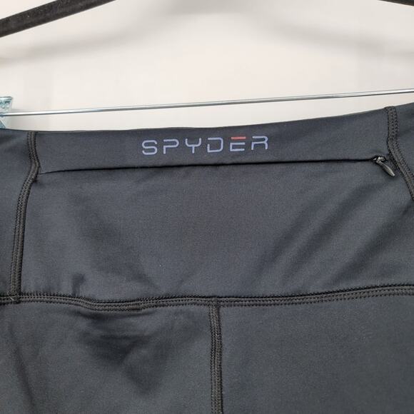 Spyder Active Black High Rise Fleece Lined Back Pocket Leggings Size Large - Picture 3 of 5